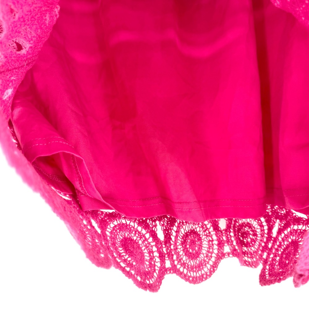NWT Caroline Constas Pink Crochet Two-Piece Skirt Set Sleeveless Fuchsia Pink M - Picture 10 of 14